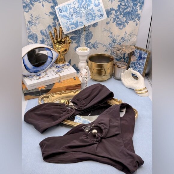 🆕 CHRISTOPHER ESBER 🧿 NWOT Brown Orbit Bikini Set - Sz AU 10 / US 6 - Picture 2 of 16